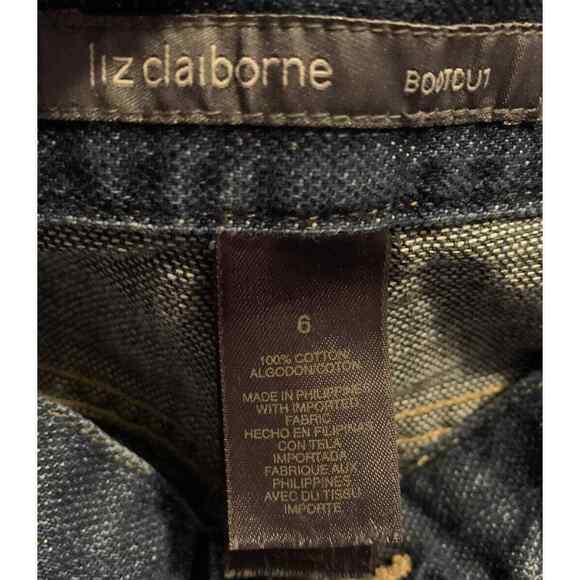 Liz Claiborne Distressed Bootcut Jeans 6 Women Cotton Stretch Y2K Style Bike - Picture 8 of 12